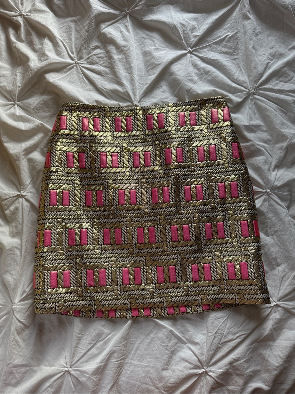 Gold and Pink Geometric Mini Skirt